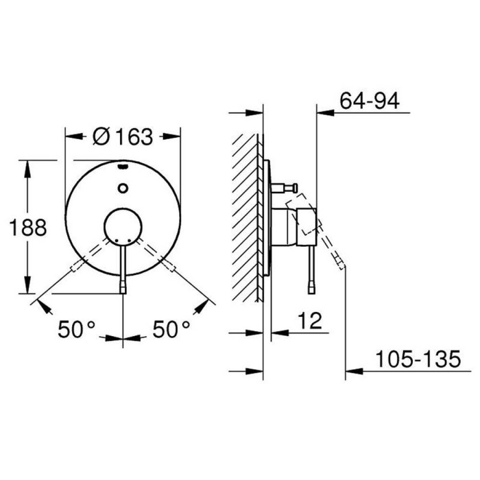 Змішувач прихованого монтажу для ванни/душу Grohe Essence 19285AL1 графіт темний матовий