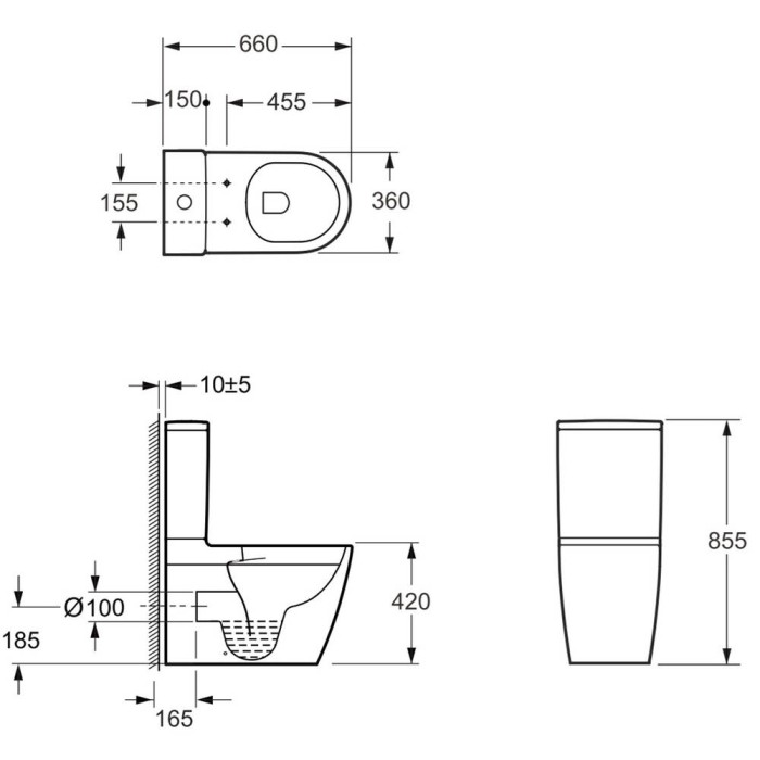 Унітаз-компакт Devit Do It 3010510 безобідковий з кришкою soft-close, Vortex Flush, білий 