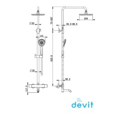 Душова система Devit Pl Frida 50502203B з термостатом, чорний матовий