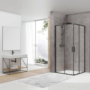 Душова кабіна Devit Pl Art 2.0 FEN2140B 90х90 см профіль чорний матовий, прозоре скло