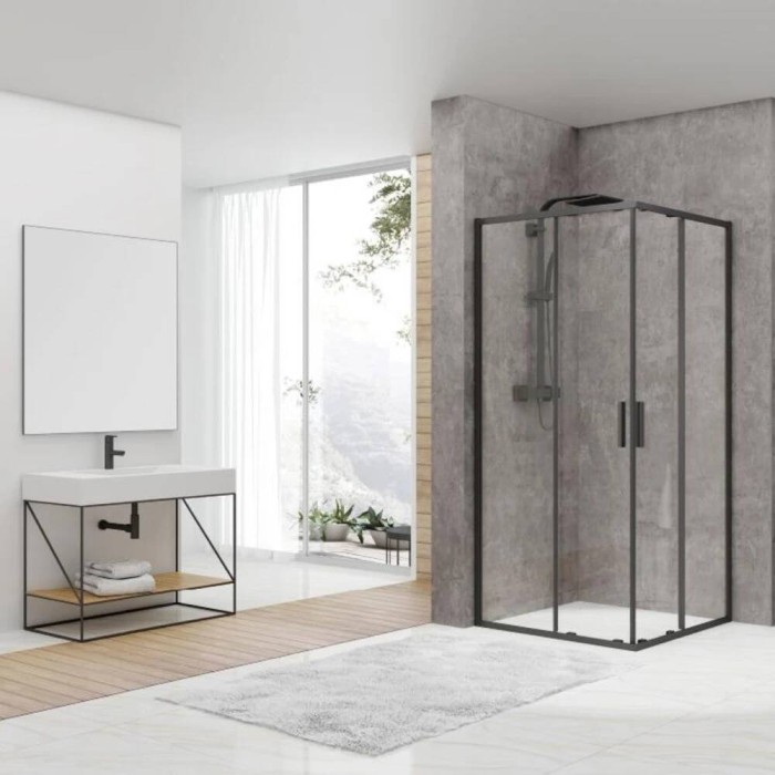 Душова кабіна Devit Pl Art 2.0 FEN2140B 90х90 см профіль чорний матовий, прозоре скло