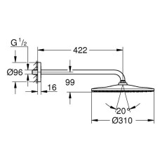 Верхній душ Grohe Rainshower 310 Mono 26558GL0 з кронштейном, золото