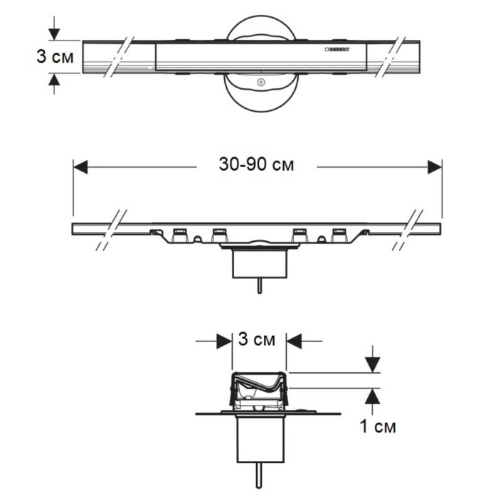 Решітка для душового каналу Geberit CleanLine50 154.446.QC.2 чорний хром матовий 30-90 см Решітка для душового каналу Geberit CleanLine50 154.446.QC.2 чорний хром матовий 30-90 см