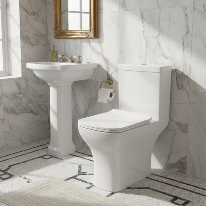 Унітаз-компакт Devit Basic 3590021 обідковий з кришкою soft-close, білий глянець