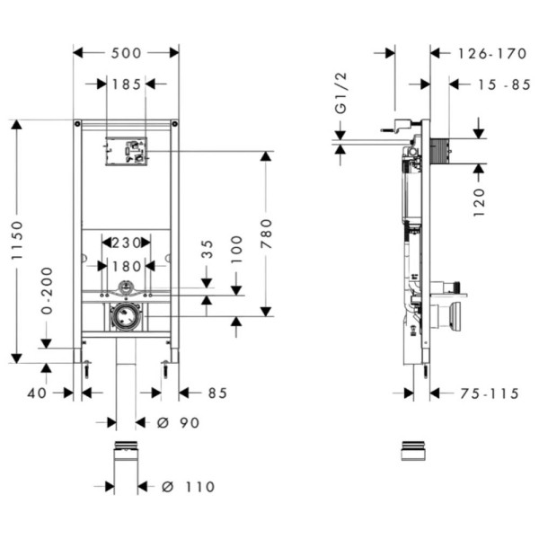Інсталяція для унітаза Hansgrohe iFrame Universal 01022180