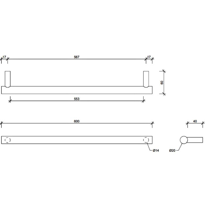 Тримач для рушників Decor Walther Bar HTE60 0856360 чорний матовий