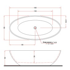 Ванна з епоксидної смоли Treesse Camelia V047FU 180x85 см, прозора