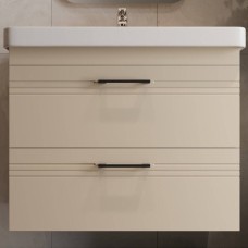 Тумба Devit Urbanis 454060BE 60 см з раковиною та чорними ручками, бежева