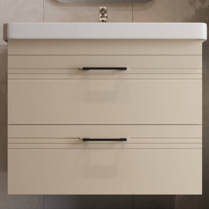 Тумба Devit Urbanis 454060BE 60 см з раковиною та чорними ручками, бежева