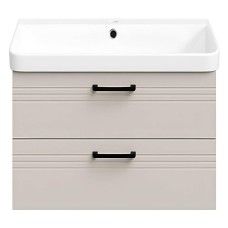 Тумба Devit Urbanis 454060BE 60 см з раковиною та чорними ручками, бежева