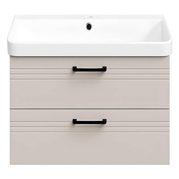 Тумба Devit Urbanis 454060BE 60 см з раковиною та чорними ручками, бежева