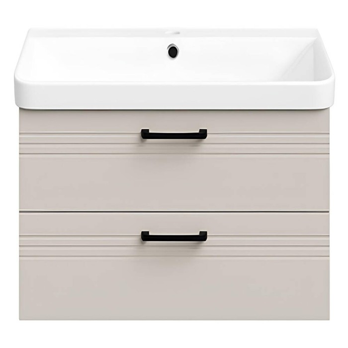 Тумба Devit Urbanis 454060BE 60 см з раковиною та чорними ручками, бежева