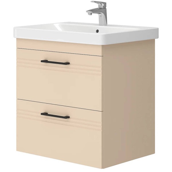 Тумба Devit Urbanis 454060BE 60 см з раковиною та чорними ручками, бежева