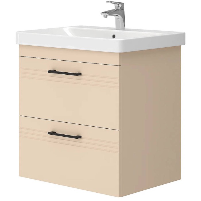Тумба Devit Urbanis 454060BE 60 см з раковиною та чорними ручками, бежева