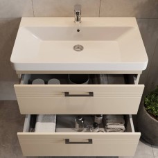 Тумба Devit Urbanis 454060BE 60 см з раковиною та чорними ручками, бежева