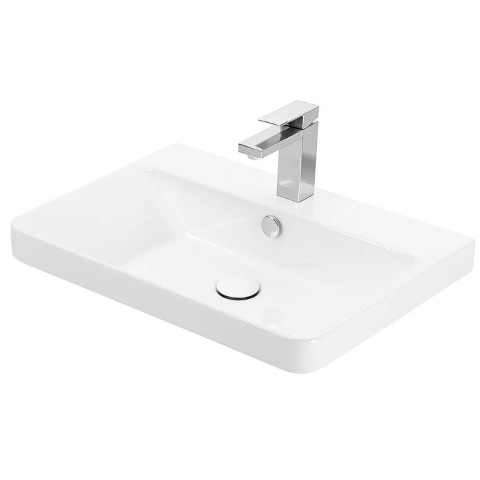 Тумба Devit Urbanis 454060E 60 см з раковиною та чорними ручками, смарагдова