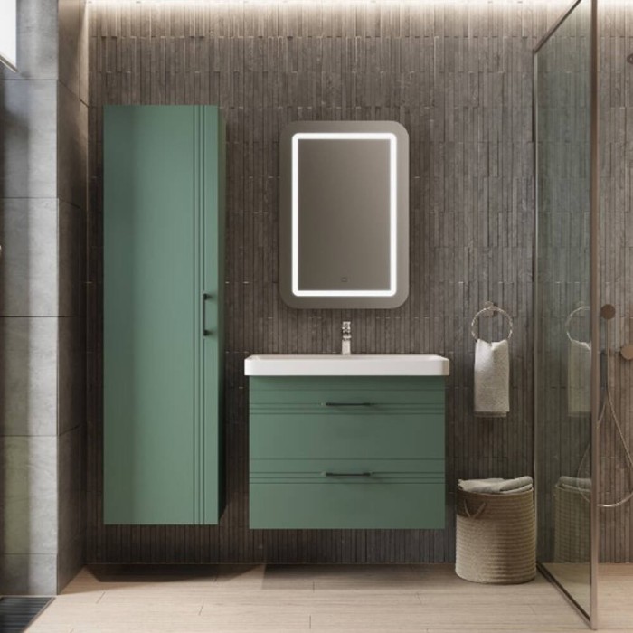 Тумба Devit Urbanis 454060E 60 см з раковиною та чорними ручками, смарагдова