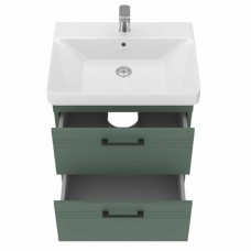Тумба Devit Urbanis 454060E 60 см з раковиною та чорними ручками, смарагдова