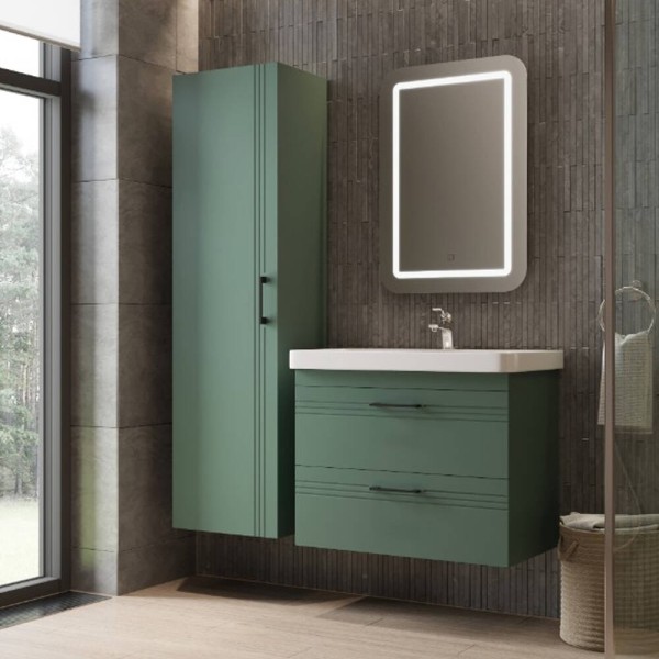 Тумба Devit Urbanis 454060E 60 см з раковиною та чорними ручками, смарагдова