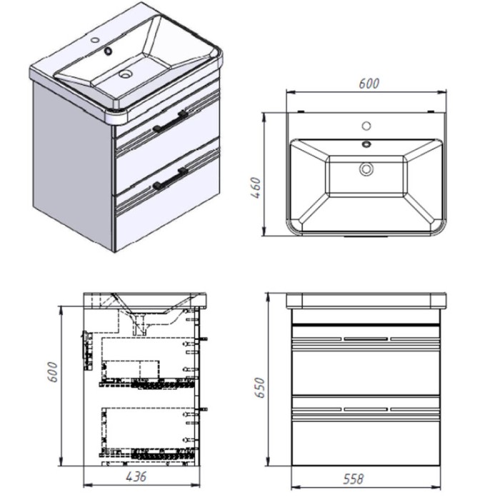 Тумба Devit Urbanis 454060E 60 см з раковиною та чорними ручками, смарагдова