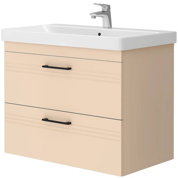 Тумба Devit Urbanis 454080BE 80 см з раковиною та чорними ручками, бежева