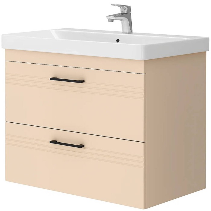 Тумба Devit Urbanis 454080BE 80 см з раковиною та чорними ручками, бежева