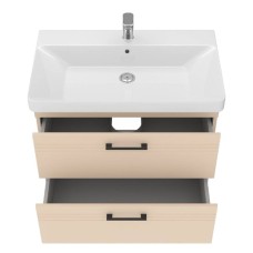 Тумба Devit Urbanis 454080BE 80 см з раковиною та чорними ручками, бежева