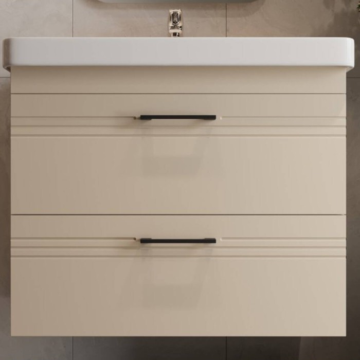 Тумба Devit Urbanis 454080BE 80 см з раковиною та чорними ручками, бежева