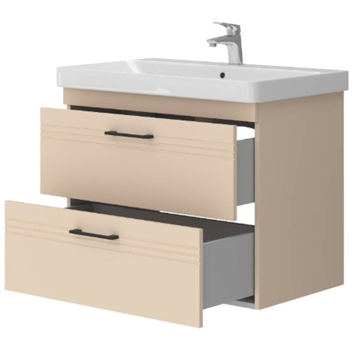 Тумба Devit Urbanis 454080BE 80 см з раковиною та чорними ручками, бежева