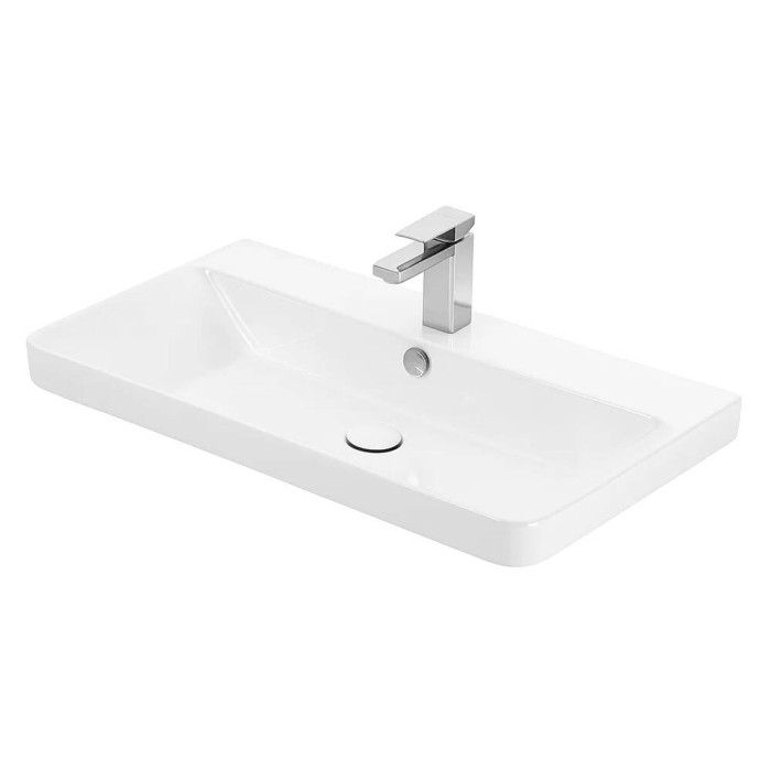 Тумба Devit Urbanis 454080BE 80 см з раковиною та чорними ручками, бежева