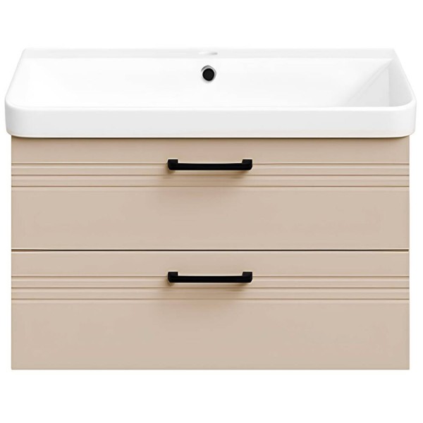 Тумба Devit Urbanis 454080BE 80 см з раковиною та чорними ручками, бежева