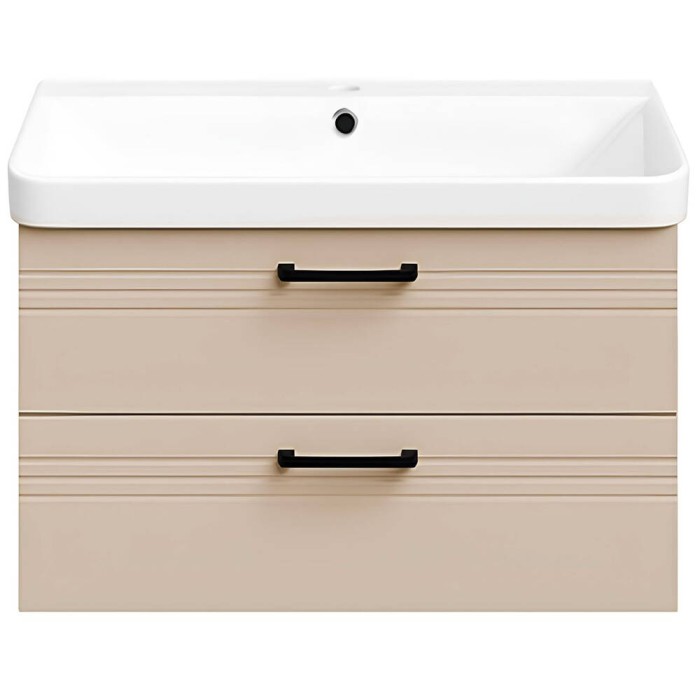 Тумба Devit Urbanis 454080BE 80 см з раковиною та чорними ручками, бежева