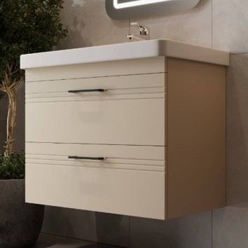 Тумба Devit Urbanis 454080BE 80 см з раковиною та чорними ручками, бежева