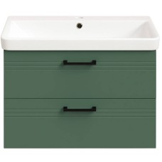 Тумба Devit Urbanis 454080E 80 см з раковиною та чорними ручками, смарагдова
