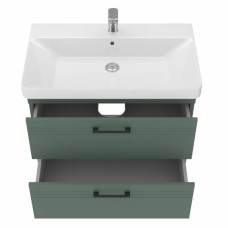 Тумба Devit Urbanis 454080E 80 см з раковиною та чорними ручками, смарагдова