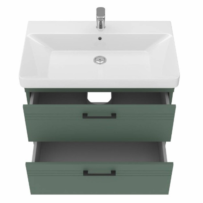 Тумба Devit Urbanis 454080E 80 см з раковиною та чорними ручками, смарагдова