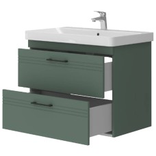 Тумба Devit Urbanis 454080E 80 см з раковиною та чорними ручками, смарагдова