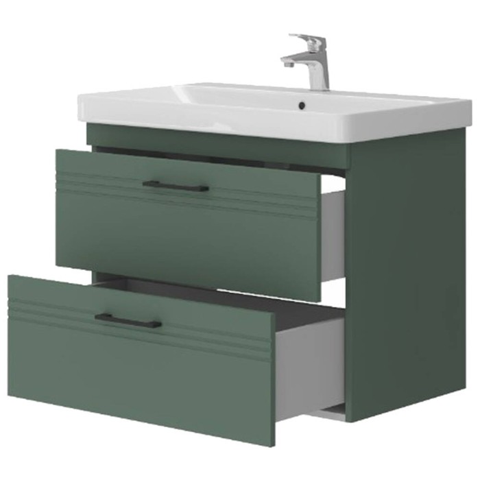 Тумба Devit Urbanis 454080E 80 см з раковиною та чорними ручками, смарагдова