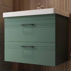 Тумба Devit Urbanis 454080E 80 см з раковиною та чорними ручками, смарагдова