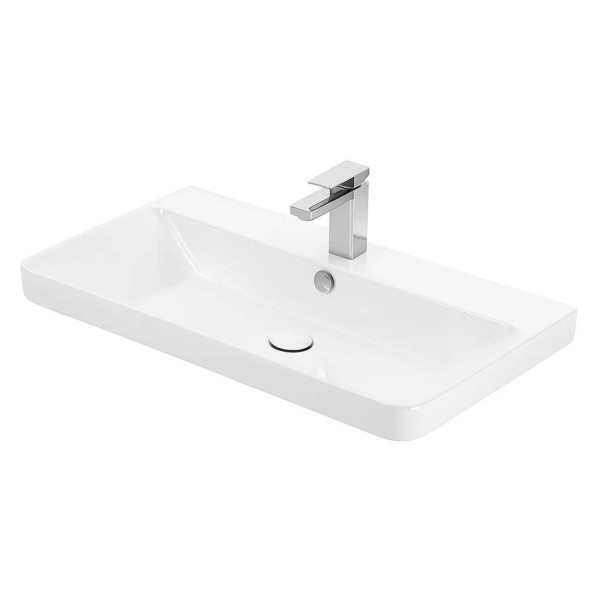 Тумба Devit Urbanis 454080E 80 см з раковиною та чорними ручками, смарагдова