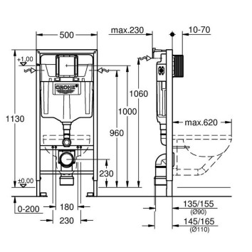 Інсталяція для унітаза Grohe Rapid SL 38536001 1,13м з кріпленням