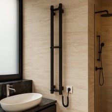 Рушникосушарка електрична Hygge Family Slim 3.164.045797.BM 1170х140 мм в комплекті з прихованим підключенням, чорний матовий 80 Вт