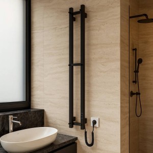 Рушникосушарка електрична Hygge Family Slim 3.164.045797.BM 1170х140 мм в комплекті з прихованим підключенням, чорний матовий 80 Вт