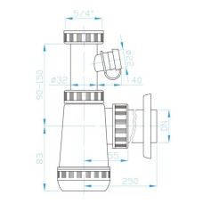 Cифон для раковини Devit DV15330 пластиковий 1/4 з виходом для пральних машин