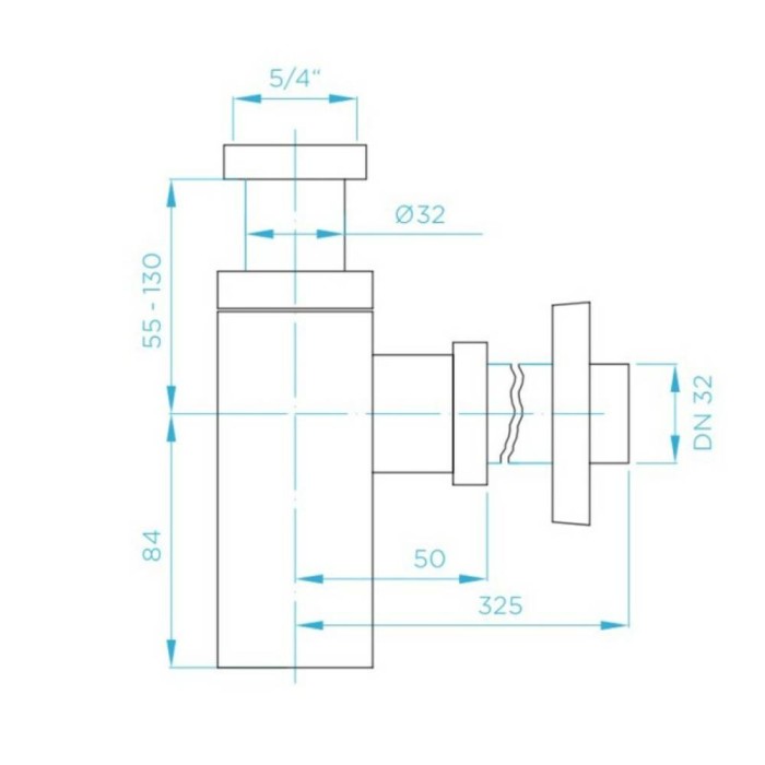 Cифон для раковини Devit DVPL001 дизайнерський пластиковий 1/4, випуск 32мм, хром