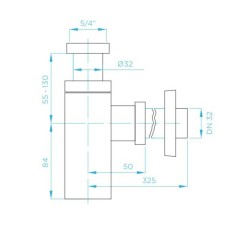 Cифон для раковини Devit DVPL004 дизайнерський пластиковий 1/4, випуск 32мм, чорний