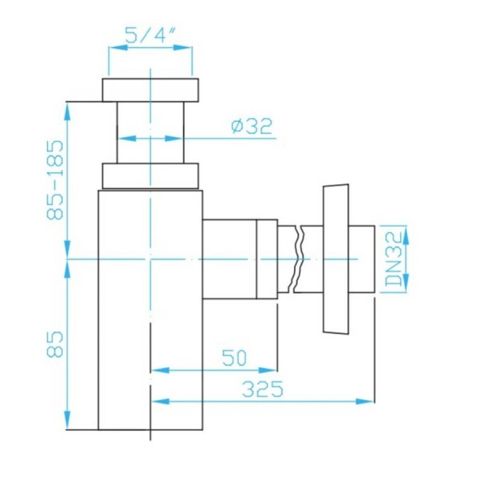 Cифон для раковини Devit DVCH003 дизайнерський латуний 1/4, випуск 32мм, хром