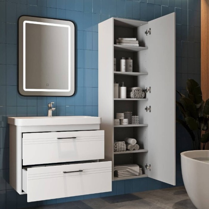 Пенал Devit Urbanis 454170W універсальний 170 см з чорними ручками, білий