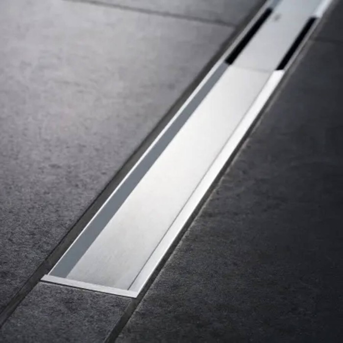 Душовий канал Geberit CleanLine20 Basic 154.454.00.1, сифон з гідрозатвором 50 мм та накладкою 60 см із матової нержавіючої сталі, для висоти вирівнювальної стяжки до 90 мм на трапі