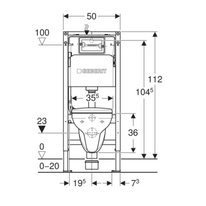 Комплект Geberit Duofix PRO 20 118.315.21.3: інсталяція Geberit Delta з підвісним унітазом Idol із сидінням Duroplast та змивна клавіша Delta01 хром глянець